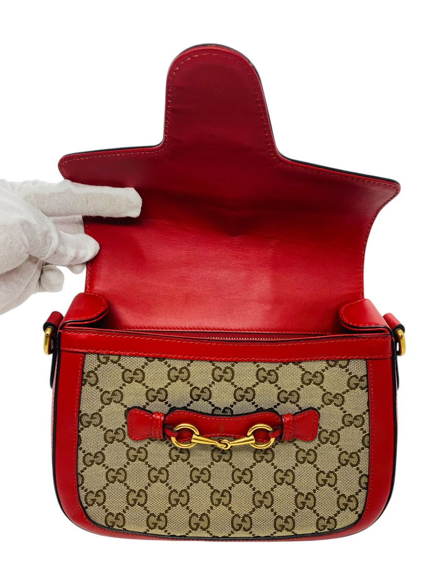Gucci Monogram Ruinart Calfskin Medium Lady Web Shoulder Bag Beige Ebony Hibiscus Red