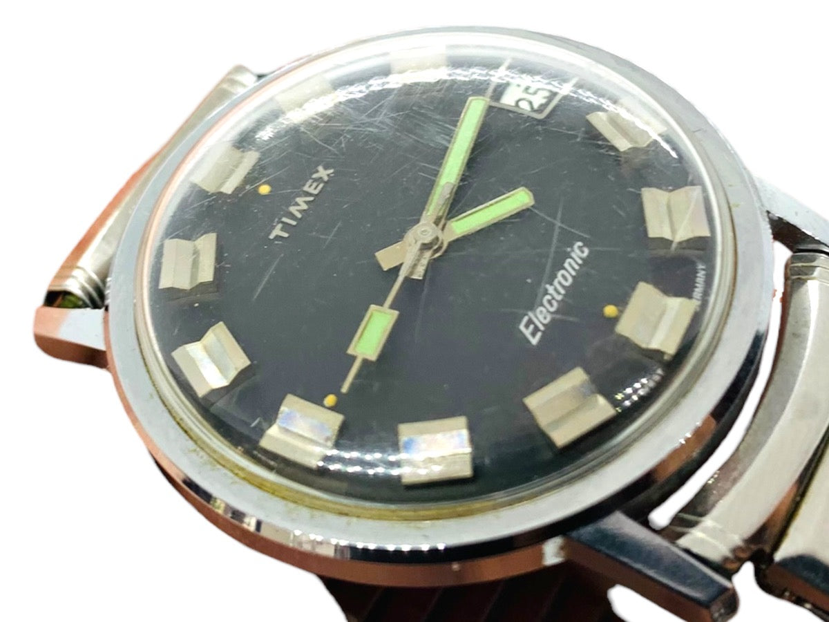 Timex Electronic Calendar Vintage 1972 Watch, Black Dial 965708772