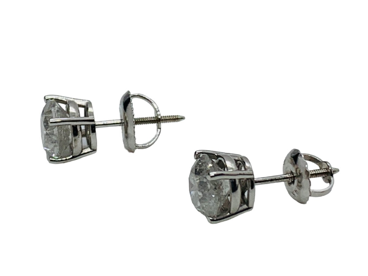 14K White Gold Diamond Stud Earrings 1.7 CTW /1.4 Gr /i3-i2 Clarity /M-L Color