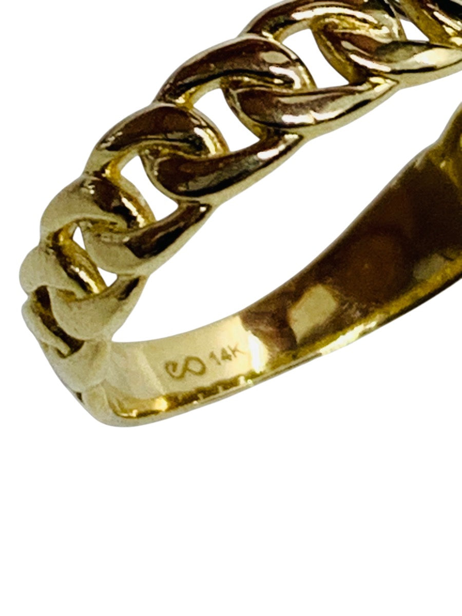 14K Yellow Gold Cuban Design Ring Size 7 3/4 Weighs 1.7 Gr