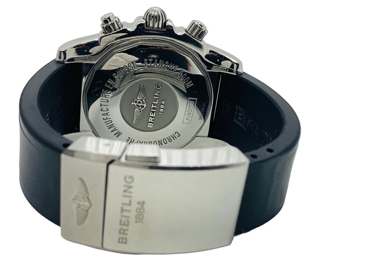 Breitling Chronomat 44 Black Dial Stainless Steel Case/ Rubber Bracelet AB0110