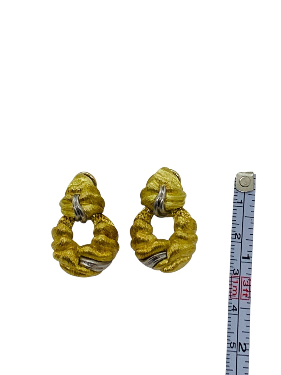 Henry Dunay Sabi 18k/Plat Two-Tone Brushed Knot-Style Clip Earrings