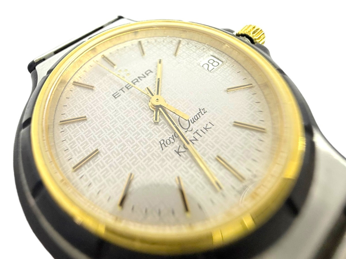 (READ) Eterna Kontiki Royal Quartz 2-Tone Rare Watch 184.1563.82.S