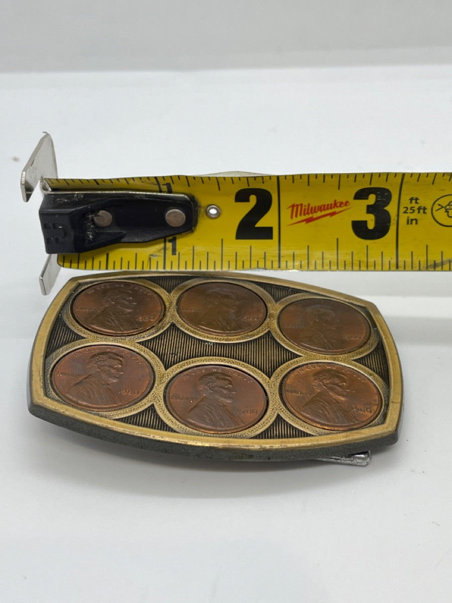 Vintage 1980 Lincoln Penny Belt Buckle-Collectible Coin Design
