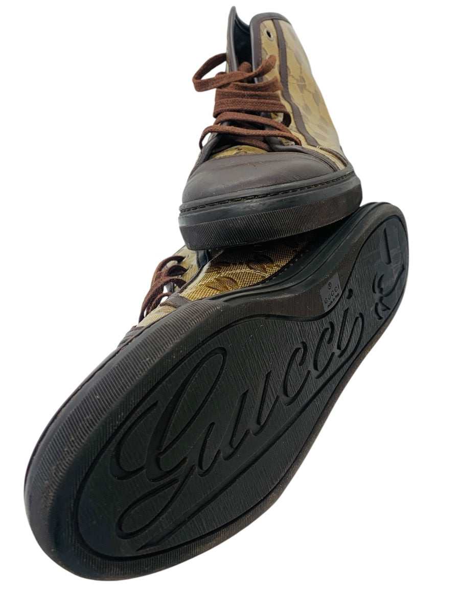 Gucci Trim California Size 37 Dark Brown Canvas & Leather High Tops