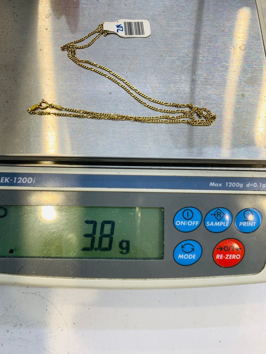 18K Yellow Gold Figaro Chain | Size 20 | 3.8g