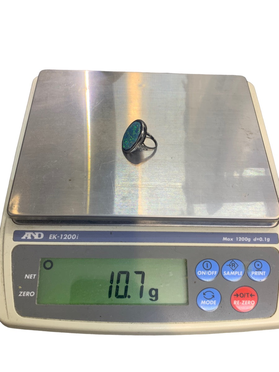 Platinum 950 Diamond Opal Lady's Ring 0.06 CTW Dias Size 4 / 10.6 Gram