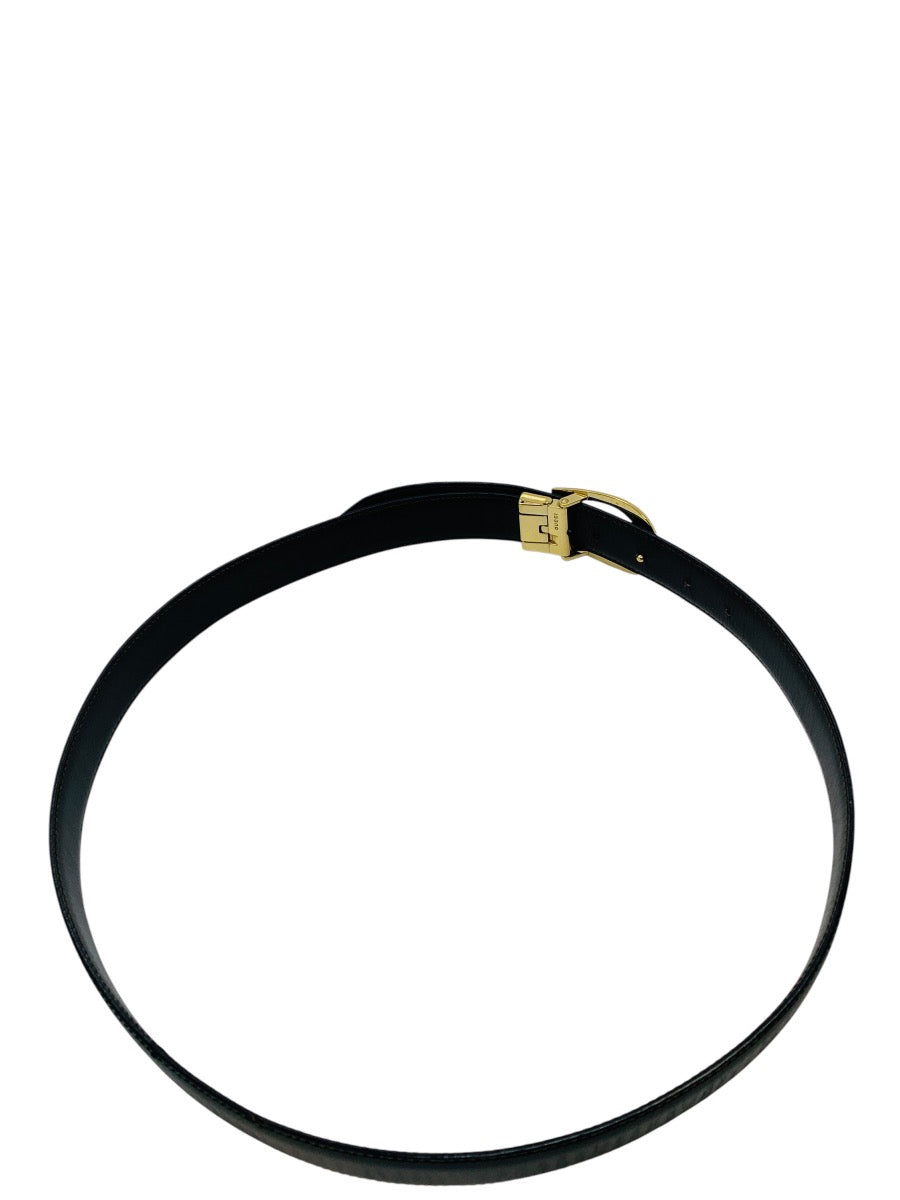 Gucci Buckle Leather Metal Black Belt Size 34
