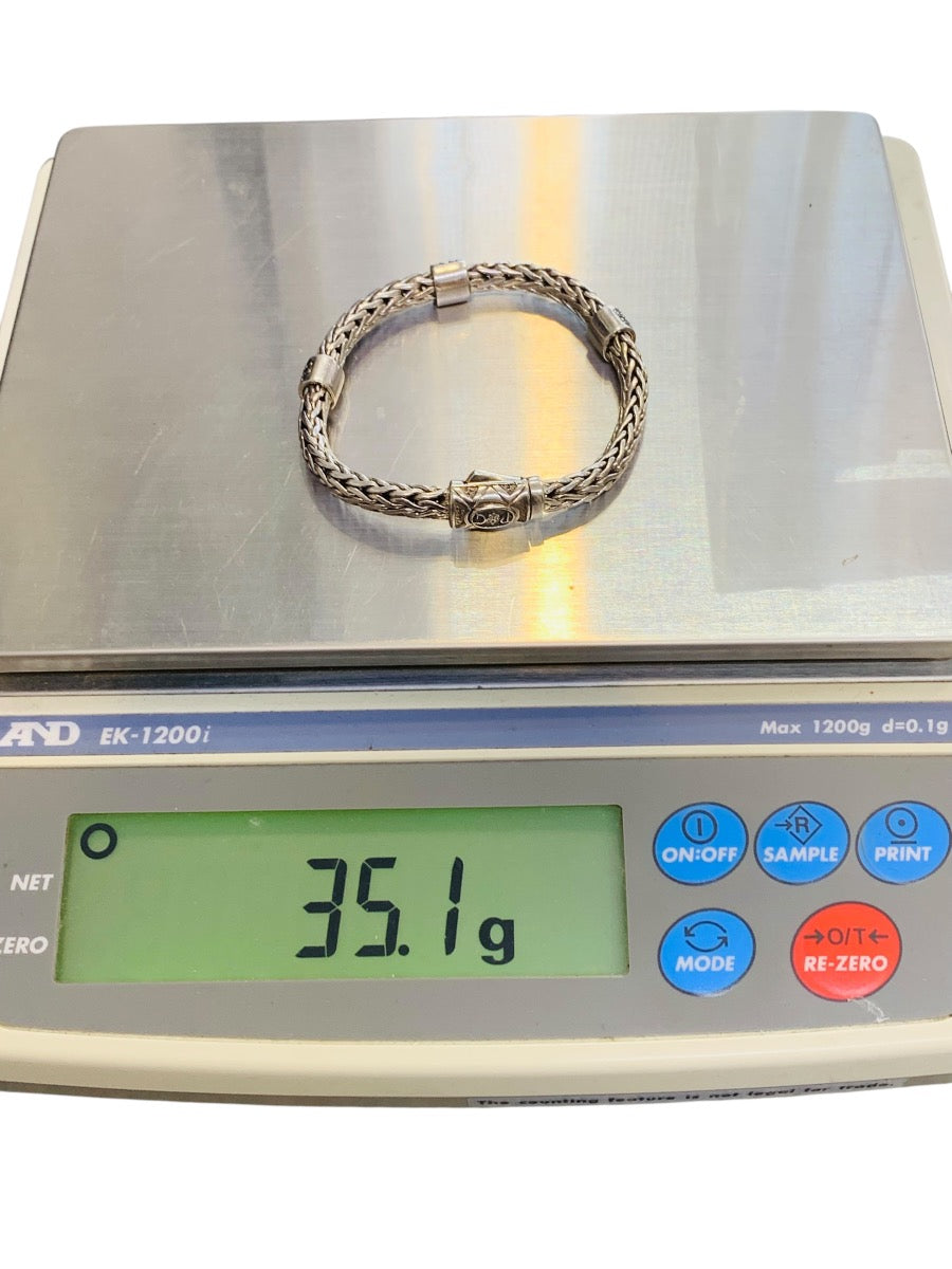 Phillip Gavriel Woven Sapphire Sterling Silver Bracelet 7.5"