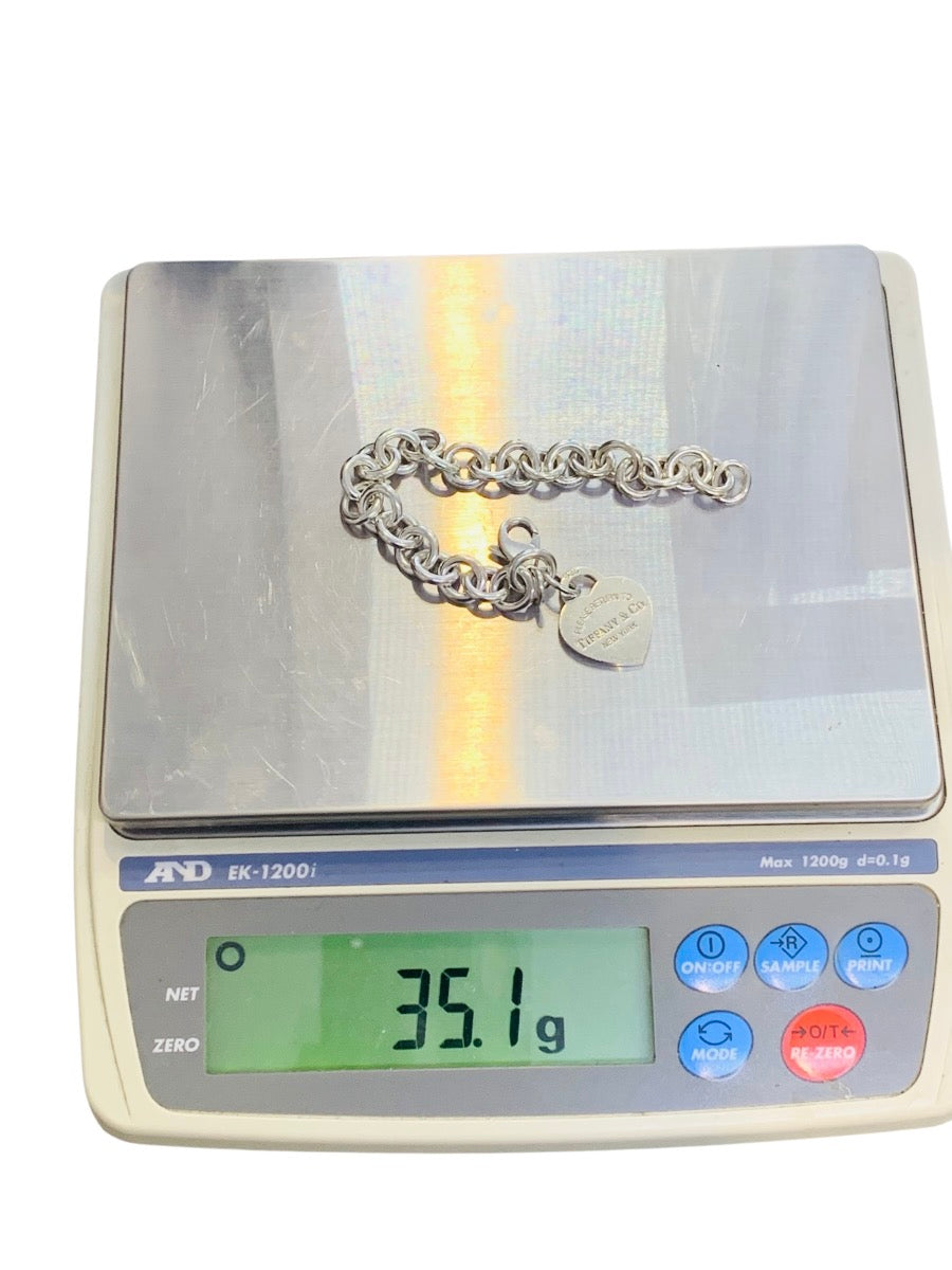 Tiffany & Co .925 Return To Tiffany Heart Charm Bracelet Size 7" \ 35g