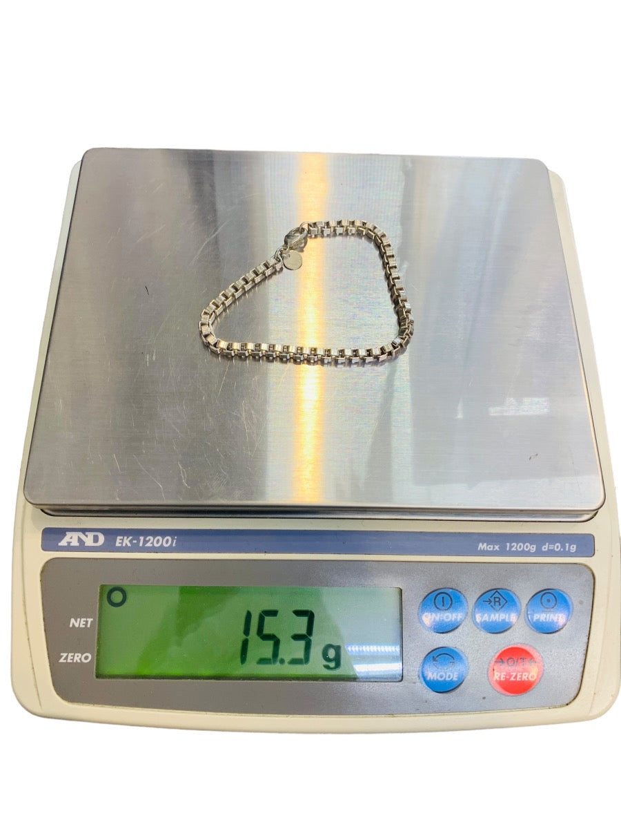 Tiffany & Co Venetian Link Sterling Silver Bracelet 15.3 Grams| 4mm Width | 7" L