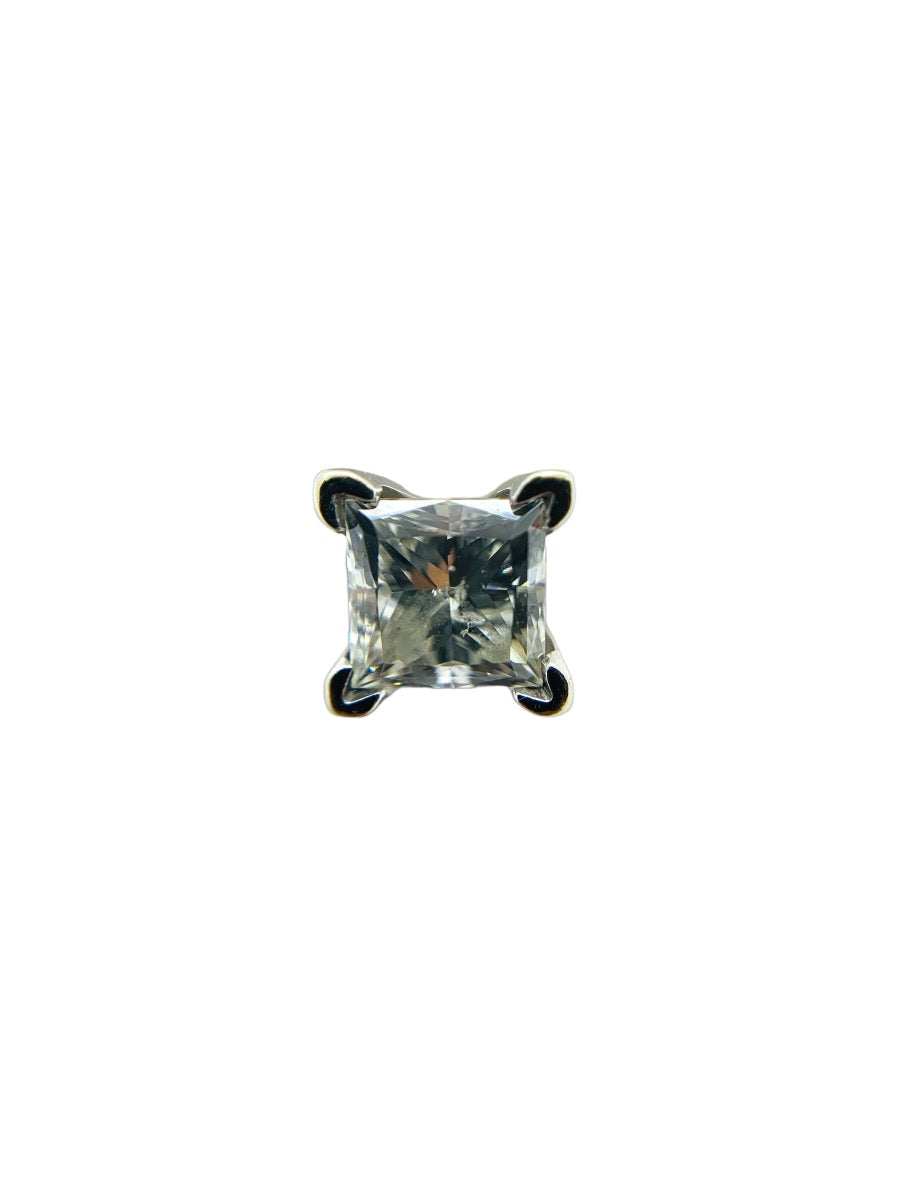 14K White Gold Solitaire Ring | Princess Diamond | 0.98 CTW | I-J | I1