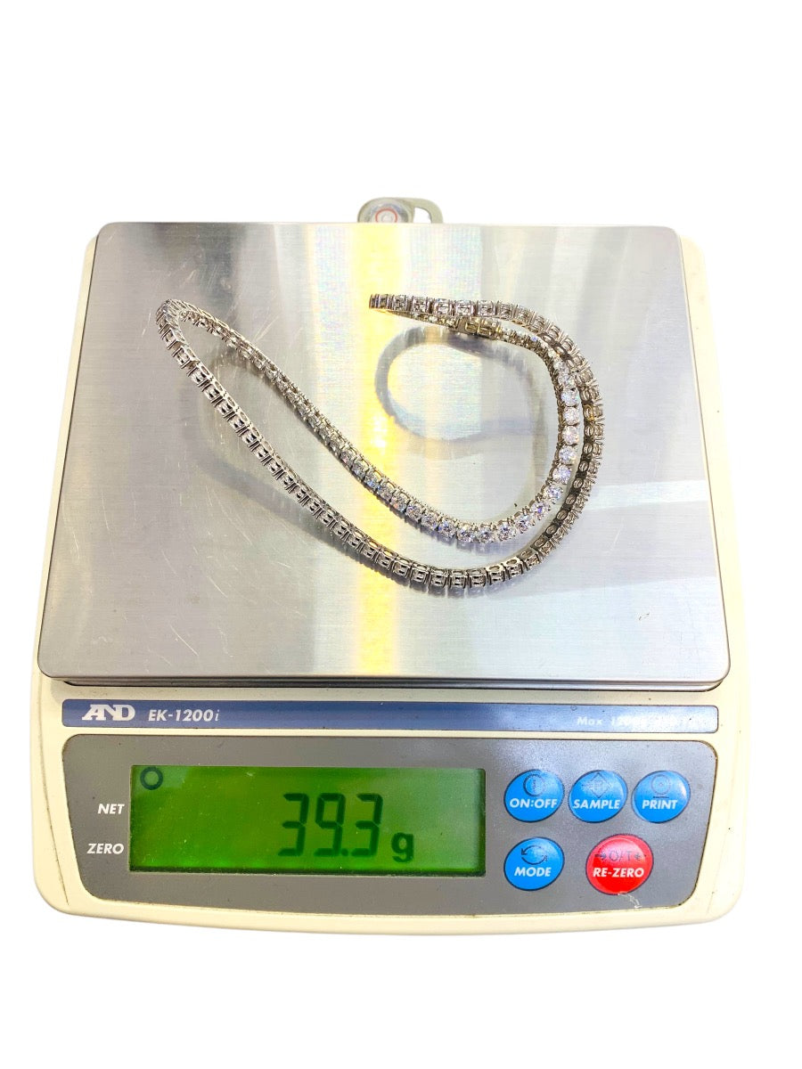 14K White Gold 18" Tennis Chain 102 Lab Grown Dias | 30.60CTW | 39.3g