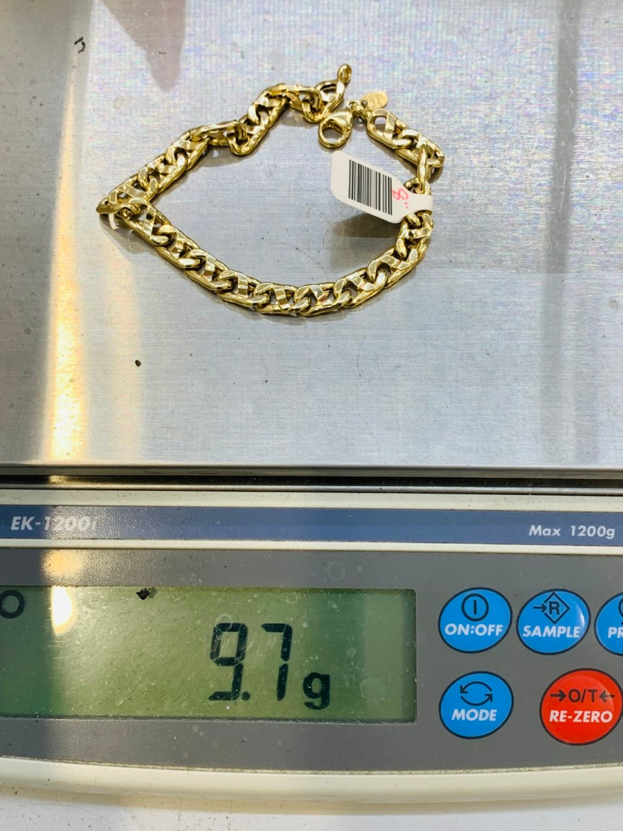 14K Curb Yellow Gold Bracelet | Size 8.5 | 9.7g
