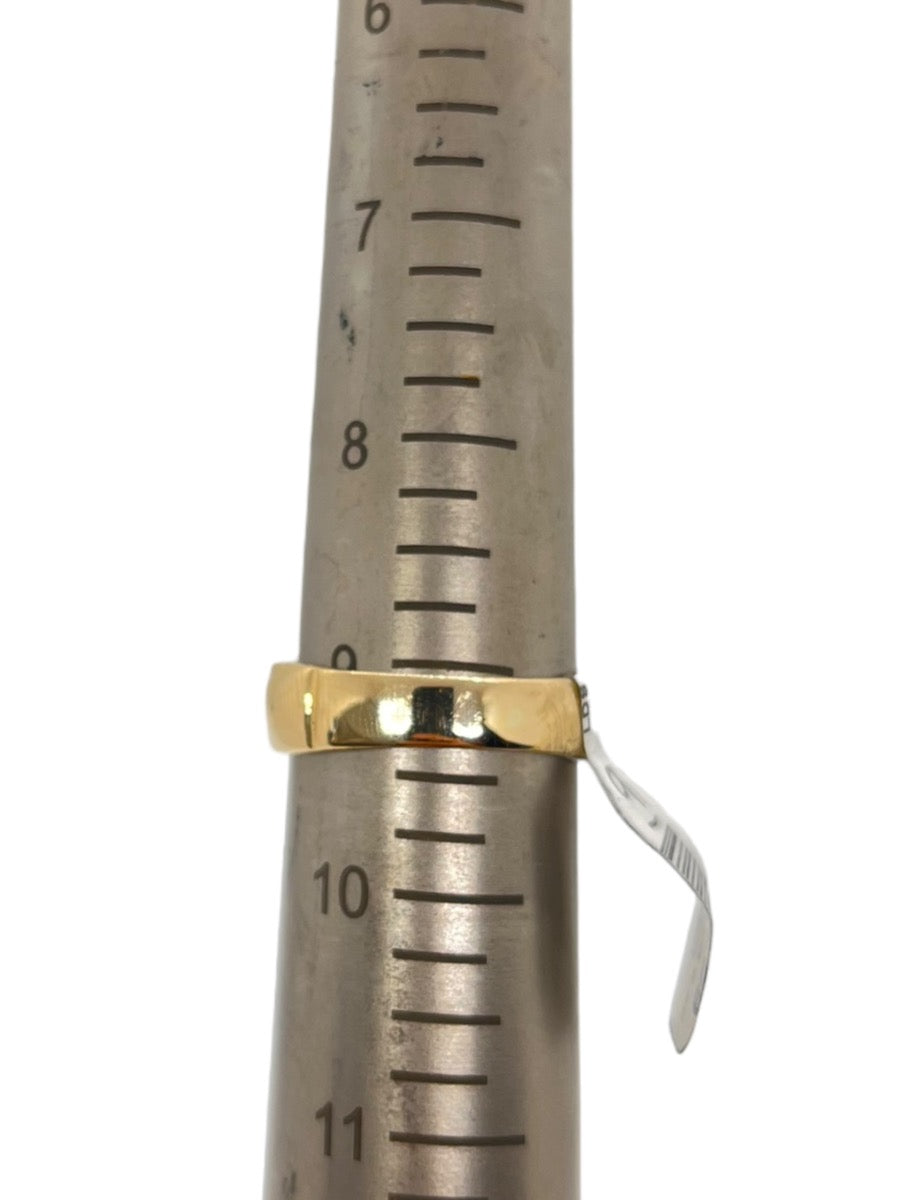 14K Yellow Gold Ring Slant Diamond Design