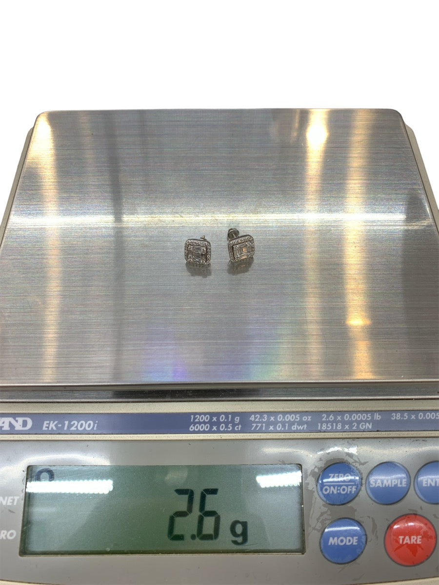 14K White Gold Diamond Earrings 1.76 CTW- 2.7g