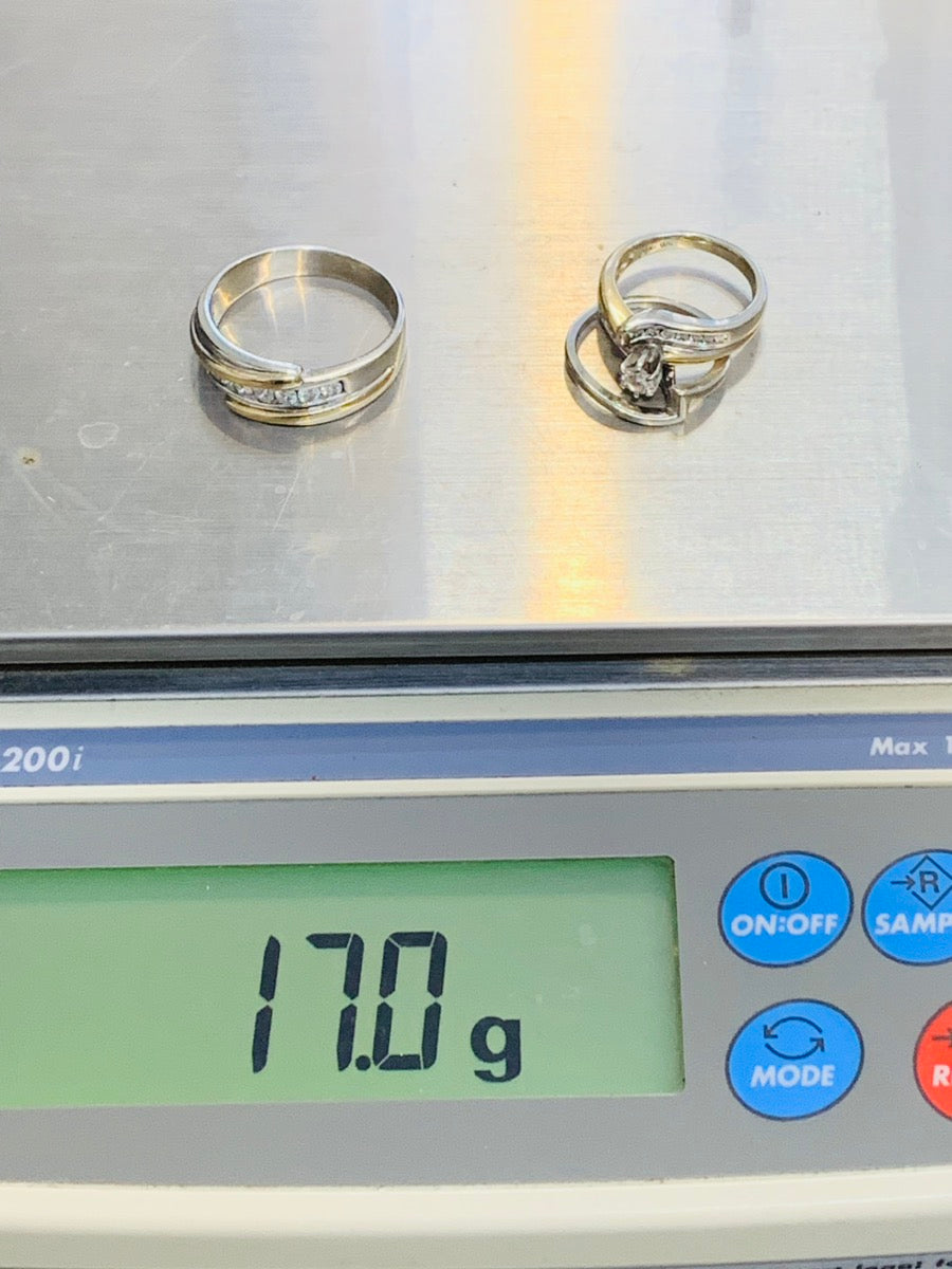 14K 2-Tone His & Hers Wedding Diamond Set 17 Grams Collectively