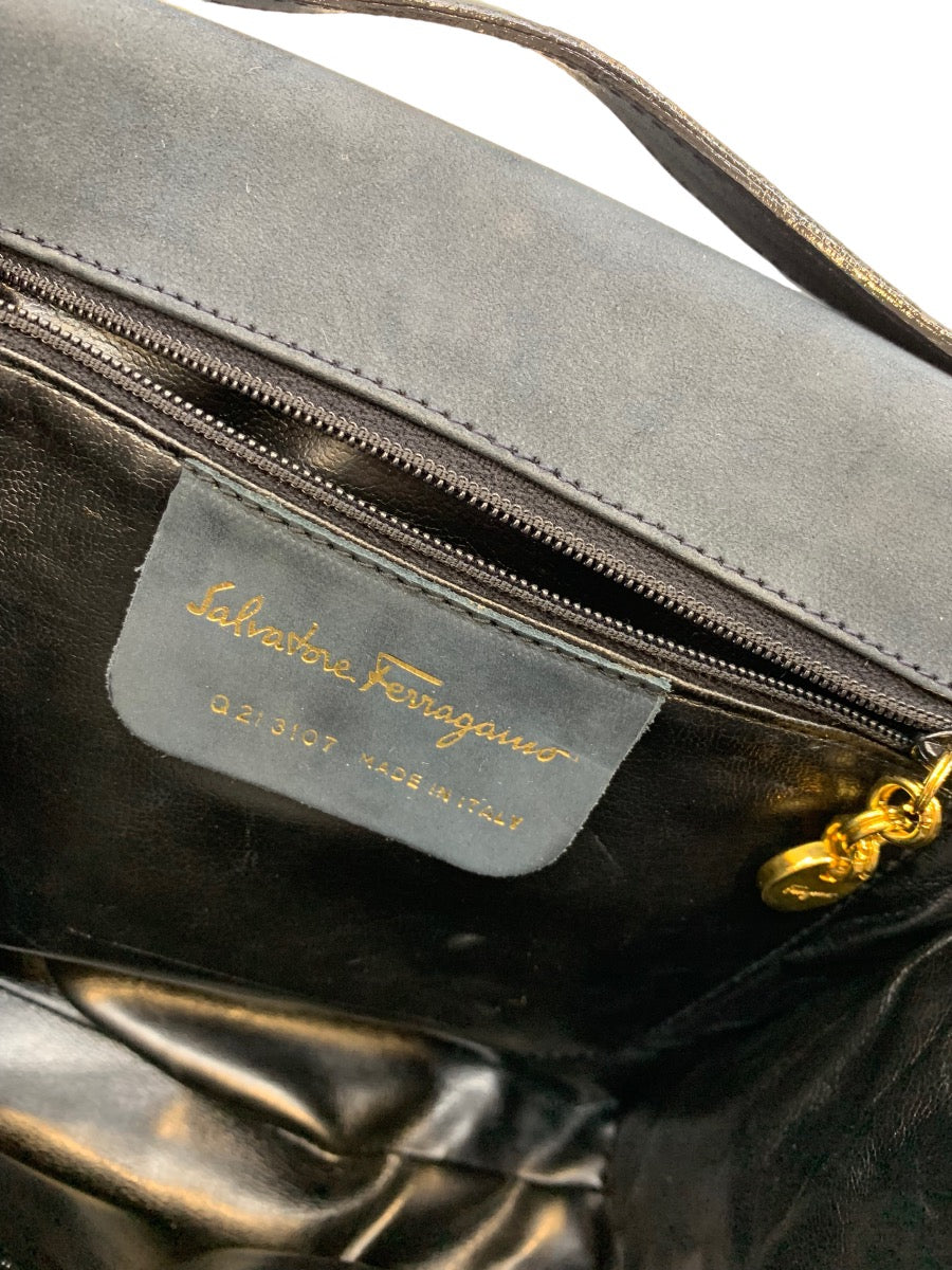 Salvatore Ferragamo Navy Blue Suede Handbag Purse (21-3107/28)