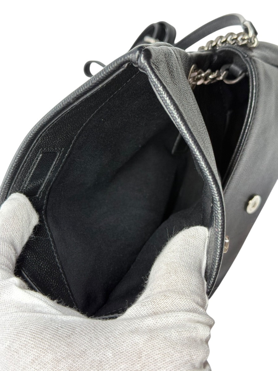 Saint Laurent West Hollywood Crossbody Bag Leather Strap Silver Logo