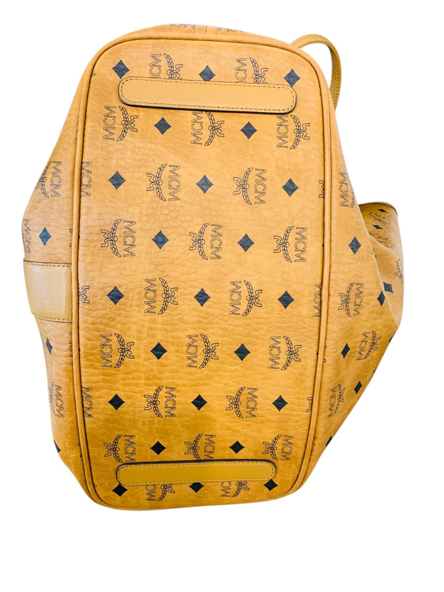 MCM Liz Large Reversible Visetos Brown Cognac Shopper Tote Bag Q5419