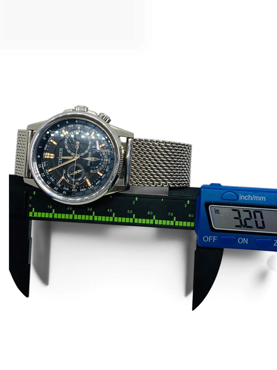 Citizen Eco-Drive Calendrier 46mm Automatic Watch Black Silver Mesh