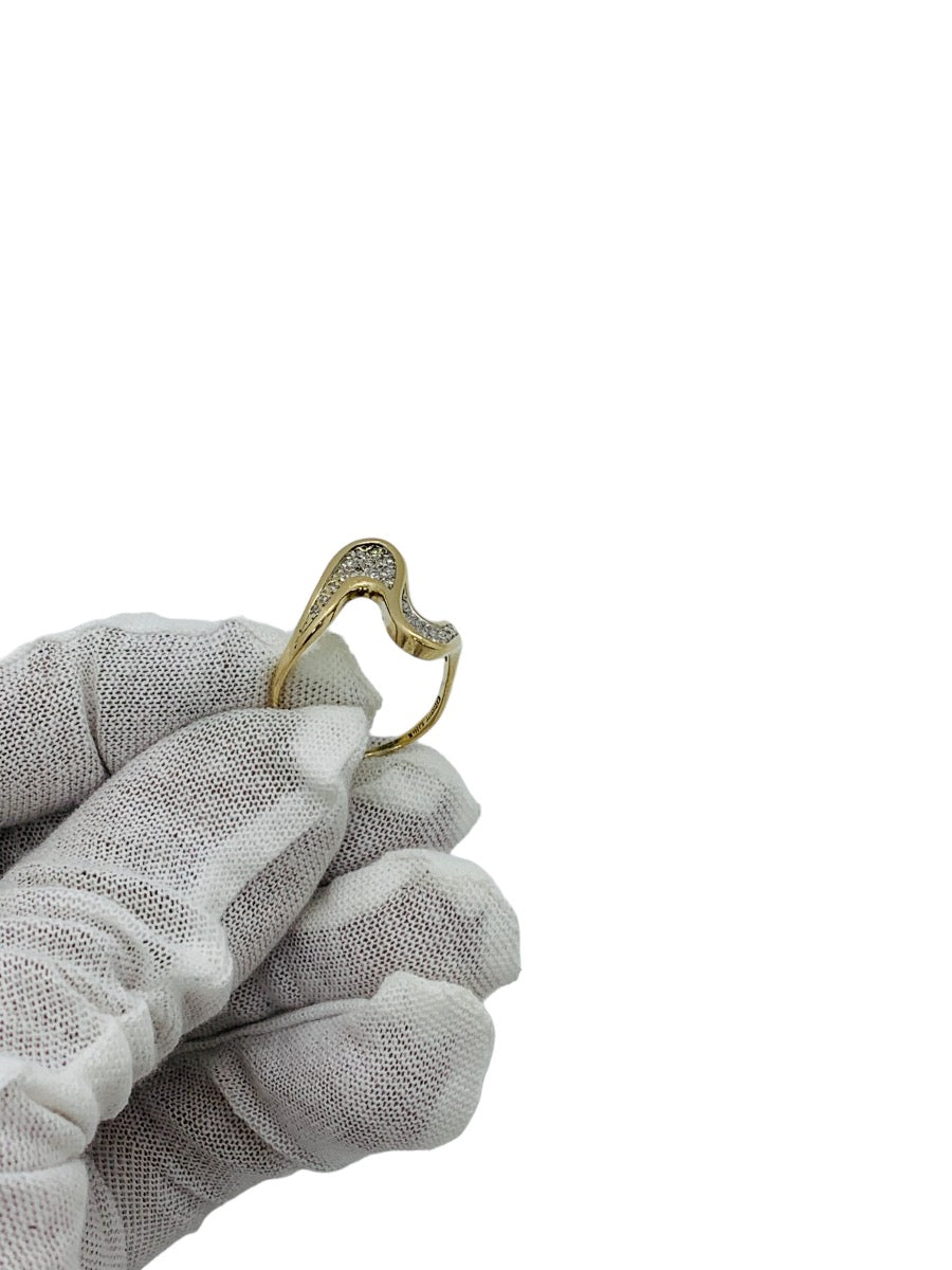 14K Yellow Gold Lady's Fancy Design Ring w/ Diamond Chips 3.7 Grams / Size 8.5