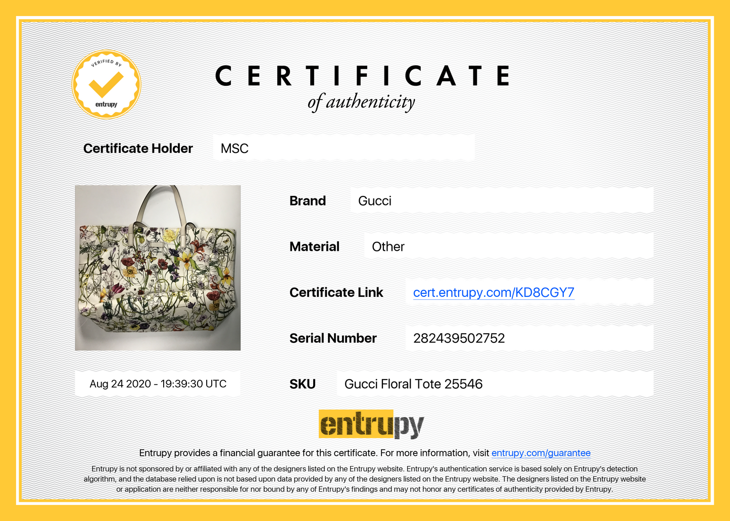 GUCCI Flower Pattern Tote Bag Shoulder Bag Multicolore 282439