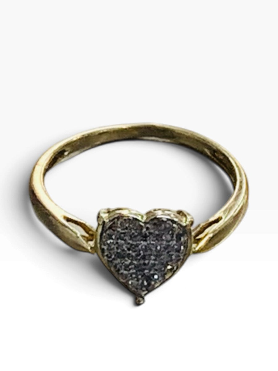 10K Yellow Gold Diamond Heart Lady's Ring 1.5 Grams | Size 6 1/2 | .040 TCW
