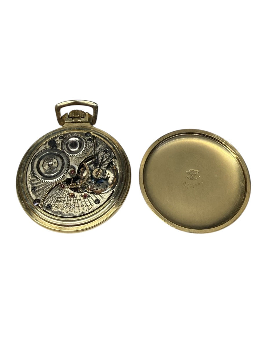 Vintage Illinoise Pocket Watch 10K Gold Filled Wind-Up Open Face 1920s