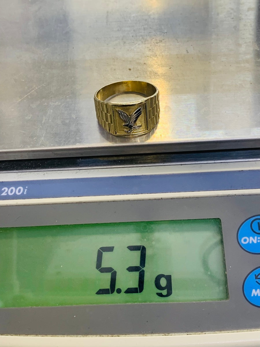 14K Yellow Gold Rolex Style Eagle Men's Ring Size 10.5 | 5.3 Grams