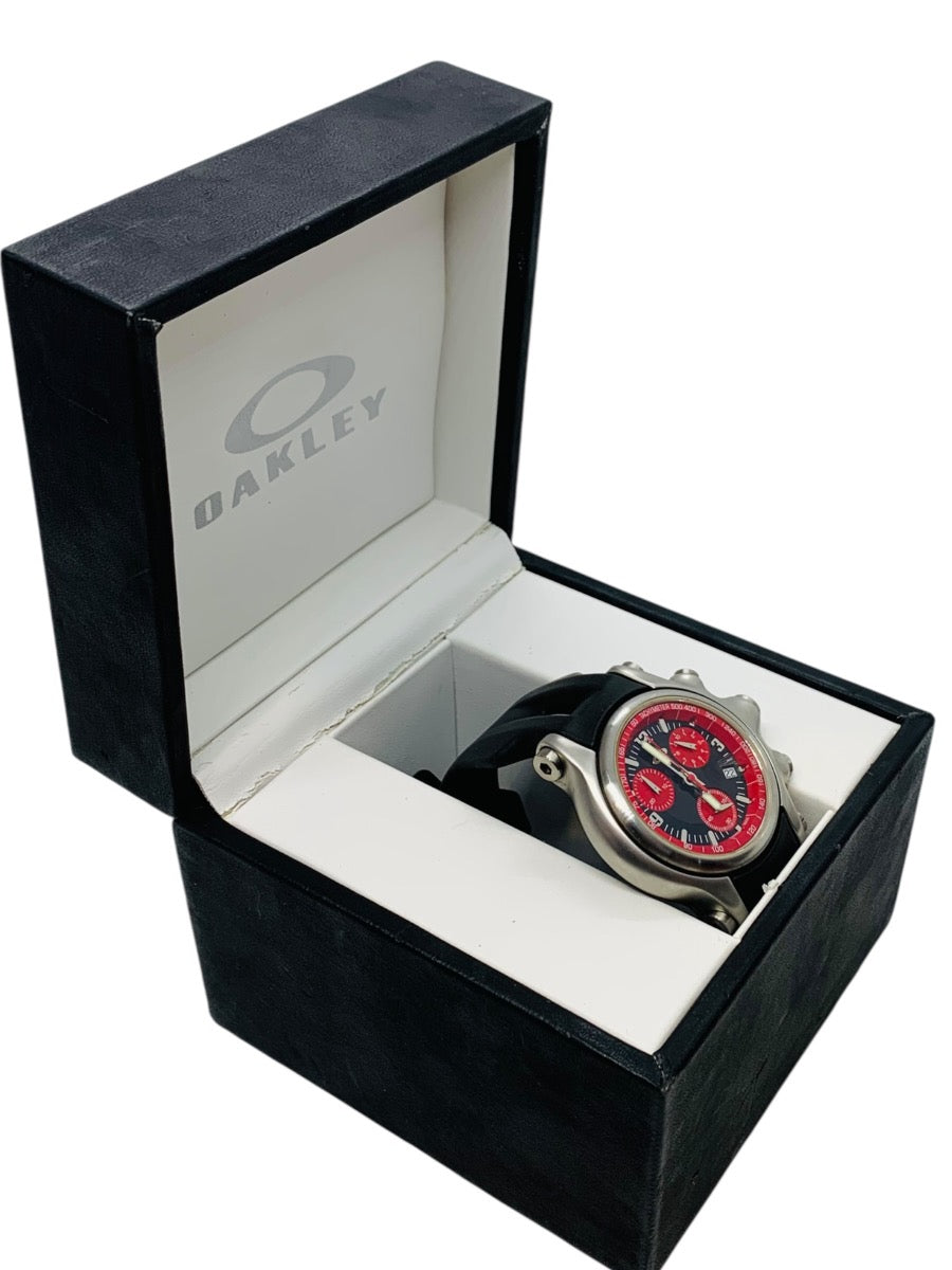 Oakley Holeshot Red Dial Watch 45mm Case Rubber Black Band