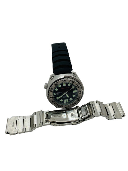 Seiko 7N36-0AF0 Quartz Watch 48mm Black Lug 23mm 7in Max Extra SS Band