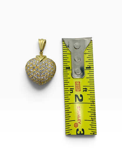18K Solid Yellow Gold Heart Pendant Round Diamond 17.9 Grams | 1.64 TCW
