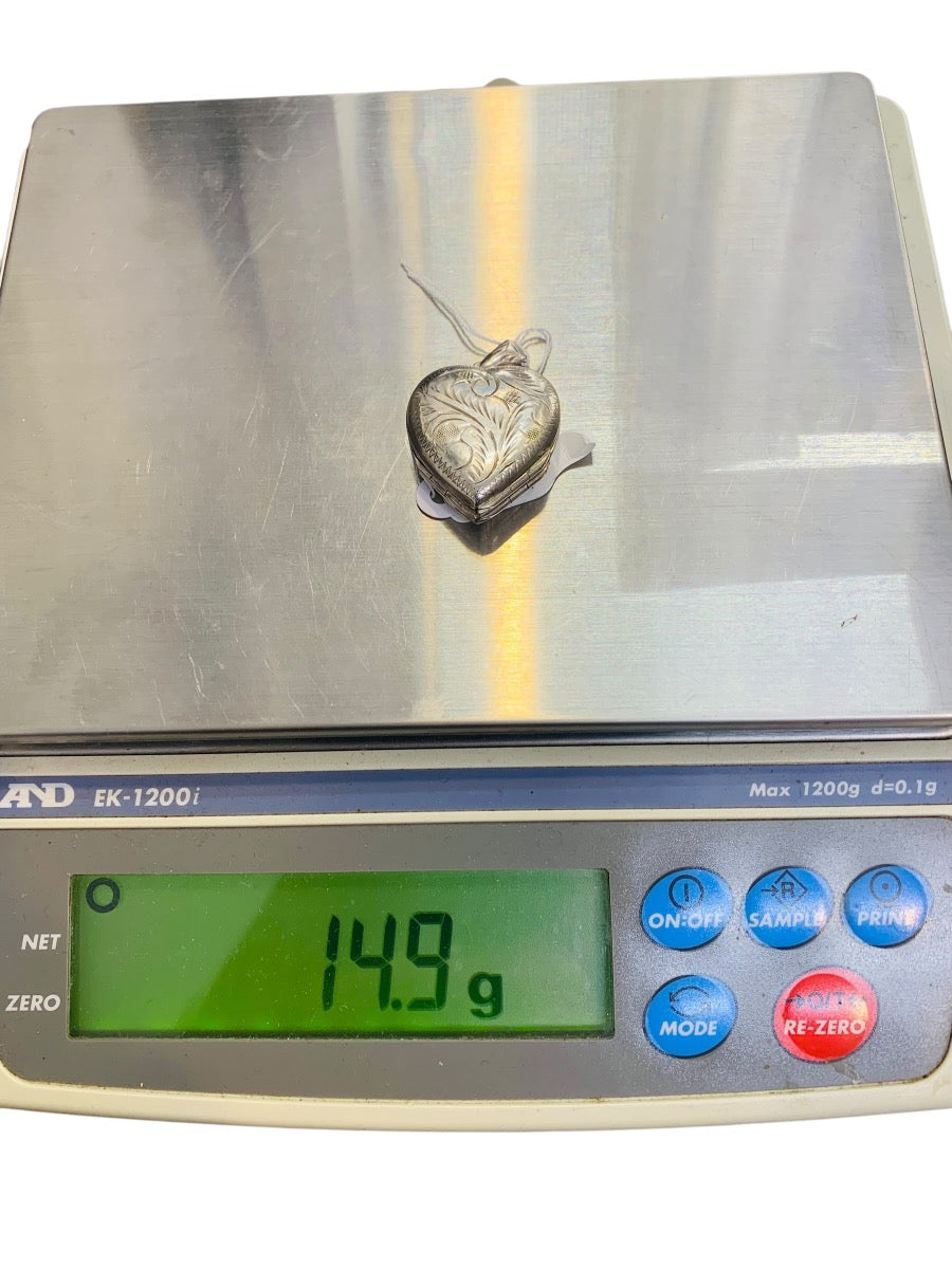 Sterling Silver .925 Heart Double-Quad Locket Pendant 14.9 Grams