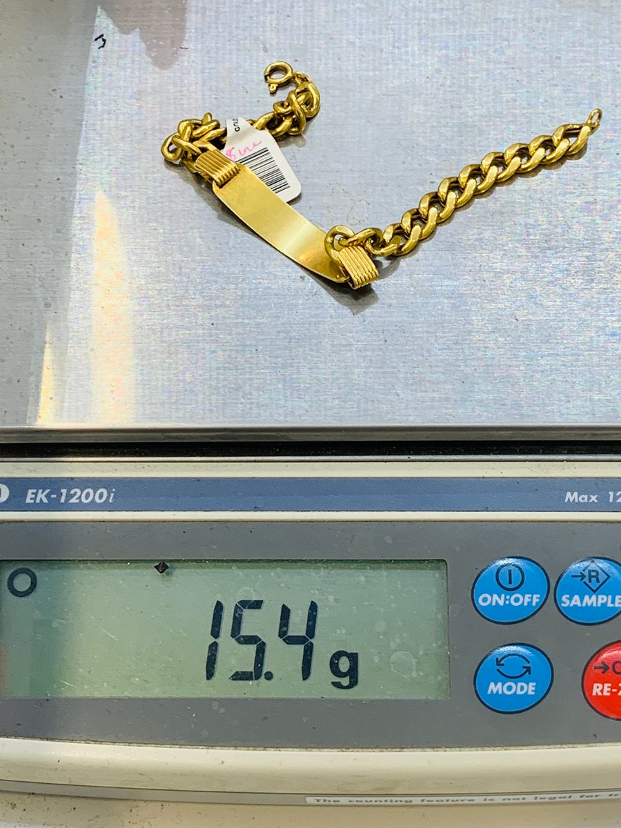 18K Yellow Gold Curb Bracelet | Size 8 | 15.4g