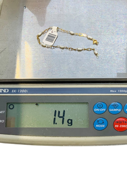 18K Yellow Gold Opal Link Bracelet | Size 7 | 1.4g