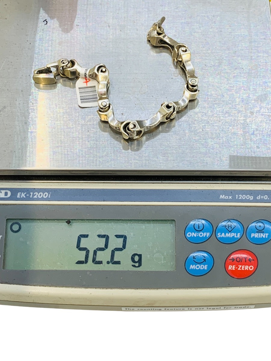 14K White Gold Biker Chain Diamond Bracelet | 1.05 TCW | Size 7 | 52.2g