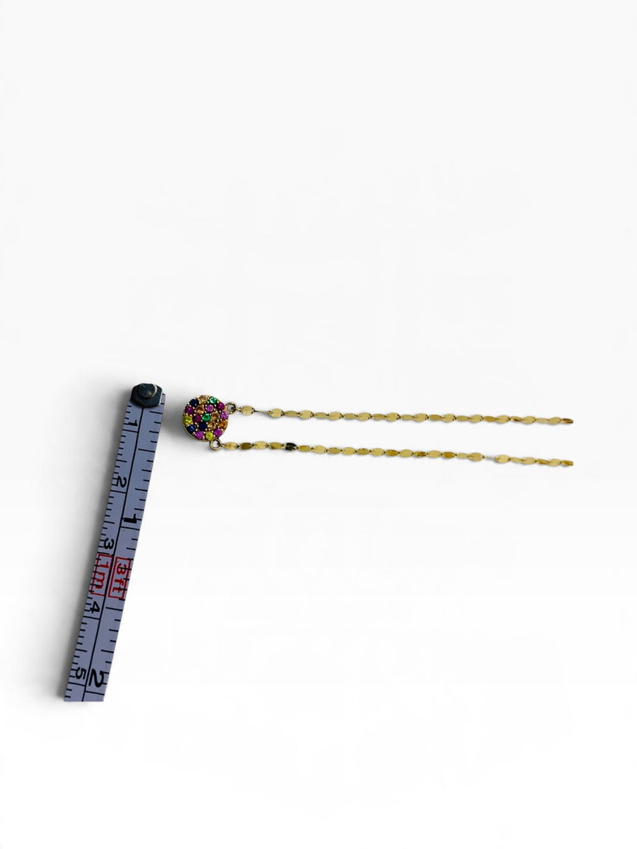 14K Yellow Gold Multicolor Topaz Pendant Necklace 1.8 Grams | 16" Length