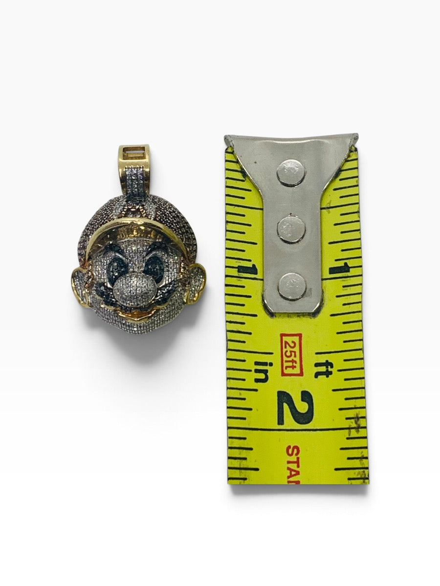 10K Yellow Gold Super Mario Bros Head Diamond Pendant 11.5 Grams