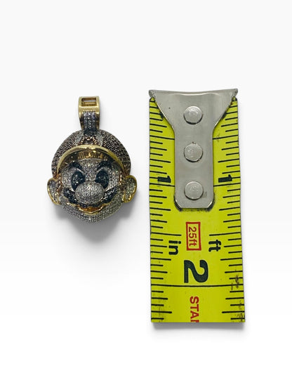 10K Yellow Gold Super Mario Bros Head Diamond Pendant 11.5 Grams