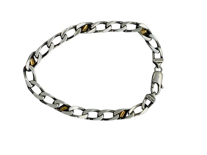 Tiffany & Co. 18KYG & Sterling Silver Curb Link Bracelet 7" 11.1g
