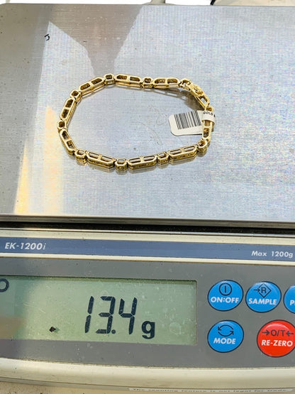 14K Yellow Gold Channel Set Diamond Bar Link  Bracelet | .50 TCW | Size 7.5 | 13.4g