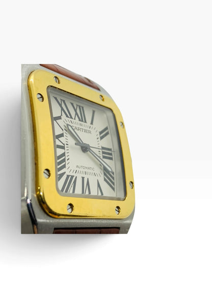 Cartier Santos 100 Automatic 40mm Roman 2-Tone Men's Swiss Watch 2656