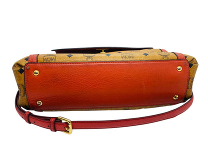 MCM Leather Crossbody Cognac In Viestos Detachable Strap