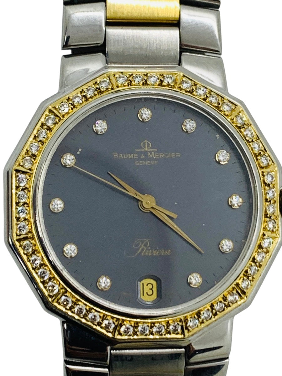 Baume & Mercier Riviera 5131.050 18k Gold/SS Diamond Bezel Swiss Quartz Watch