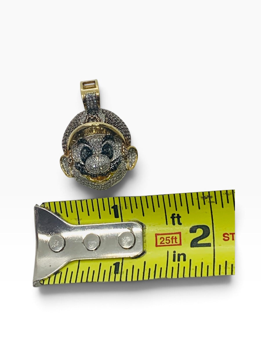 10K Yellow Gold Super Mario Bros Head Diamond Pendant 11.5 Grams