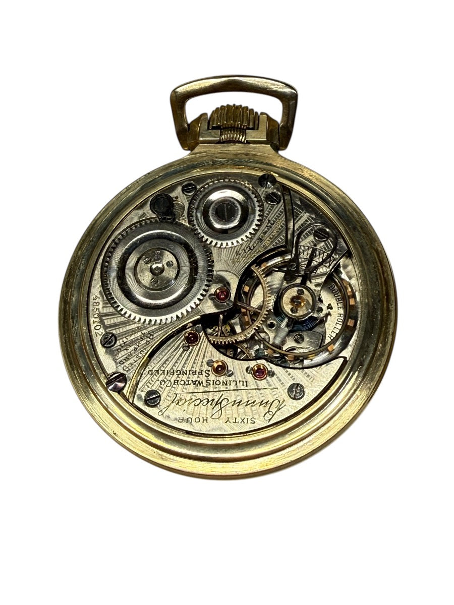 Vintage Illinoise Pocket Watch 10K Gold Filled Wind-Up Open Face 1920s