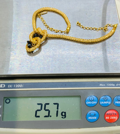 22K Yellow Gold Byzantine Braided Knot Necklace w/ Woven Stones 25.8 Gr | 17"