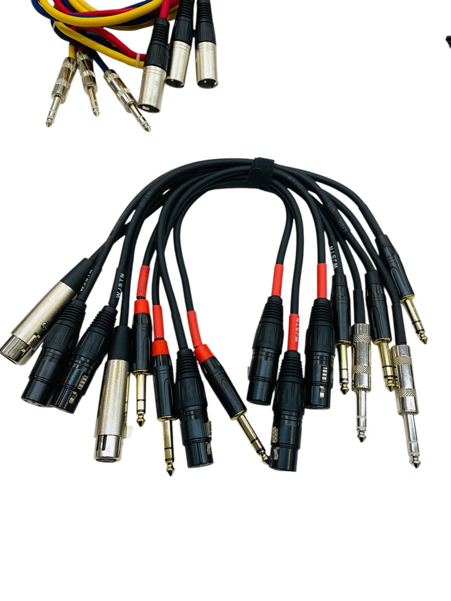 Assorted DJ Mixing/Mic Cables: XLR Male to 1/4" Cables + XLR Cables