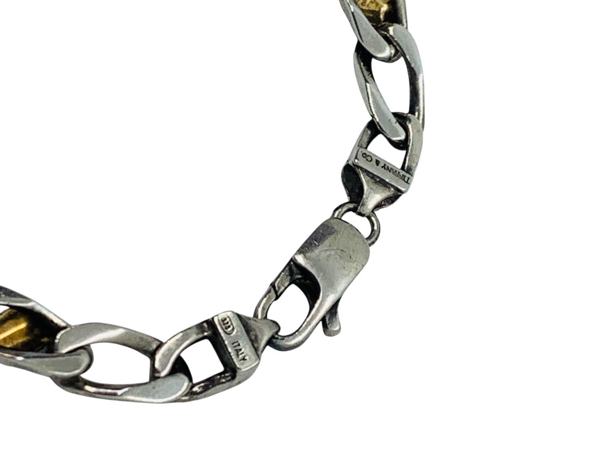 Tiffany & Co. 18KYG & Sterling Silver Curb Link Bracelet 7" 11.1g
